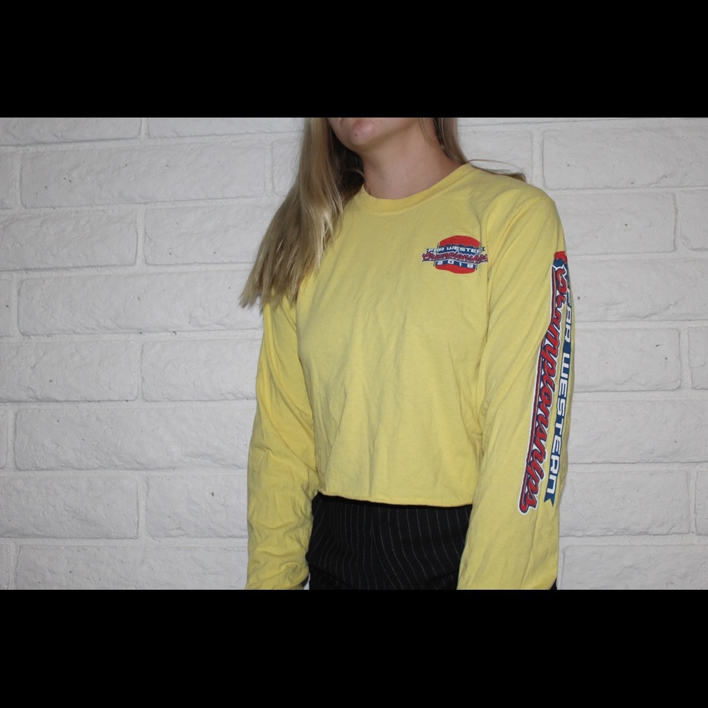 Yellow long sleeve crop top